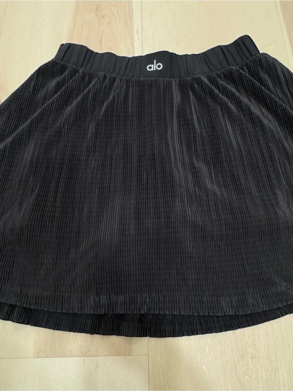 EUC ALO Yoga Micro Plisse Tennis Skirt Skort Black Women's XS *See Measurements